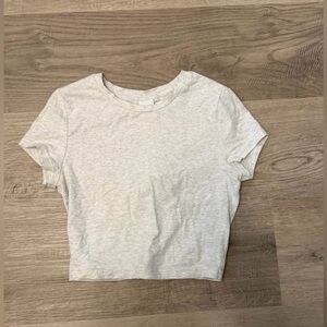 Aritzia Light Gray Cropped Short Sleeve Tee